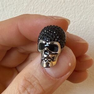Swarovski Black and Silver Skull Pin